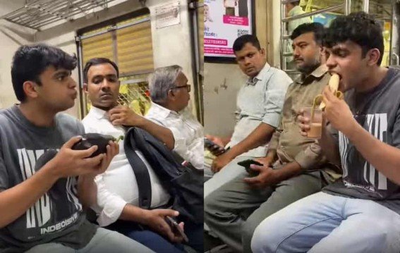 मुंबई लोकल में अजीब खानपान