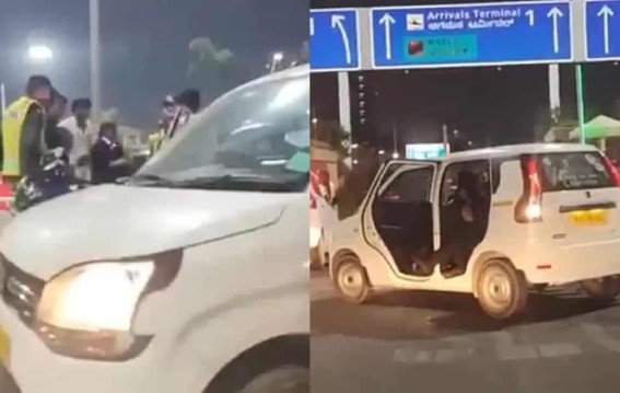 बेंगलुरु एयरपोर्ट रोड पर कपल का ड्रामा