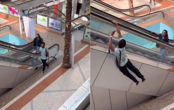 मॉल में एस्केलेटर स्टंट से मचा भारी बवाल