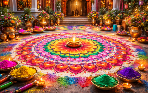 सर सजाने के लिए शानदार रंगोली डिजाइन और टिप्स