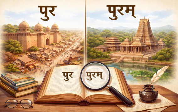 पुर' और 'पुरम्' का अंतर क्या है?