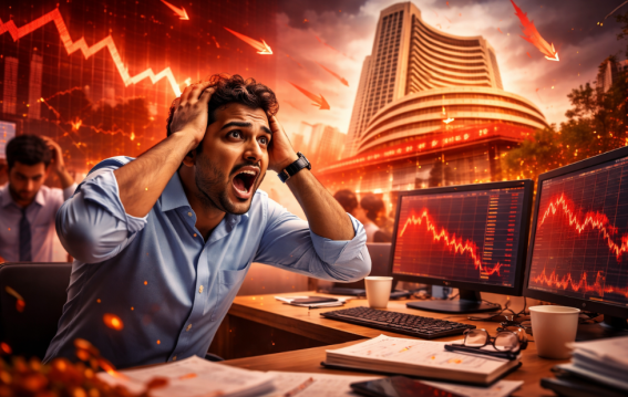 सेंसेक्स 1400 अंक लुढ़का