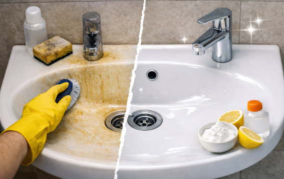 वॉश बेसिन के जिद्दी पीले दाग मिनटों में गायब