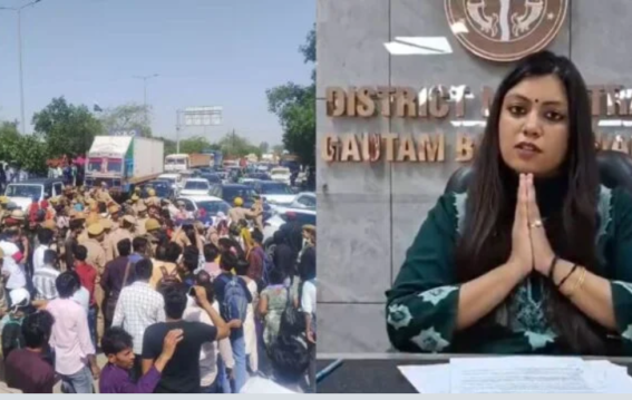 नोएडा हंगामे में DM का वीडियो वायरल