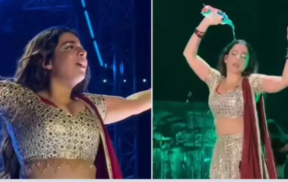 अहमदाबाद कॉन्सर्ट में जैस्मीन सैंडलस ने खुद पर पानी डाला