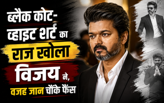 ब्लैक कोट-व्हाइट शर्ट का राज खोला विजय ने