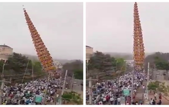 बेंगलुरु में ऐतिहासिक मड्डुरम्मा मंदिर का 100 फीट ऊँचा रथ गिरा