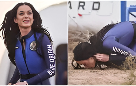 अंतरिक्ष से लौटते ही कैटी पेरी ने ज़मीन को चूमा