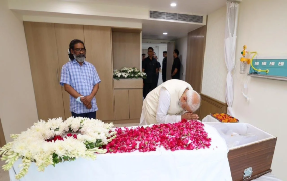 PM मोदी ने शिबू सोरेन को श्रद्धांजलि दी