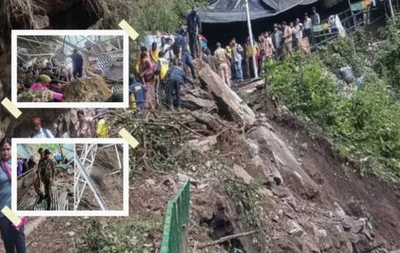 त्रिकूट पर्वत पर भूस्खलन और भारी बारिश