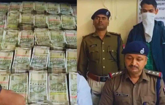 What was this young man trying to do by tying bundles of money on his body