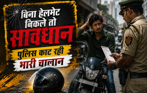 बिना हेलमेट निकले तो सावधान